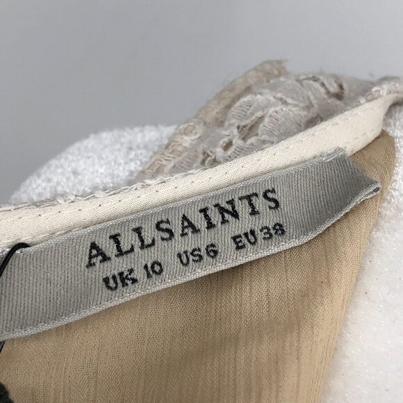 NWT ALL SAINTS Lace Pattern Melia  Mini Dress in oyster white Size 6 - Picture 4 of 16